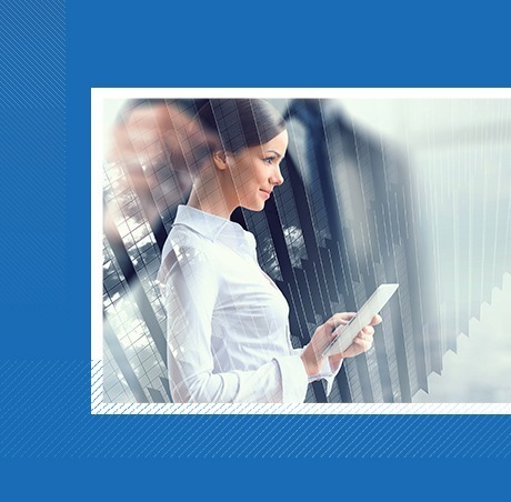 Woman using tablet computer